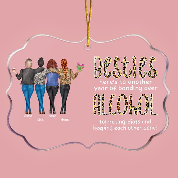 Personalized Besties Coffee Irregular Shape Acrylic Ornament Christmas Gift Birthday Gift for Friends