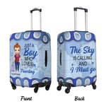 Personalized Just A Person Who Loves Traveling Luggage Protective Cover with Name Fits 18-32 Inches Suitcase Vacation Gift for Travel Lover