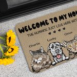 Personalised Welcome To My House The Humans Just Live Here With Me Door Mat Christmas Gift for Pet Lovers