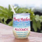 Personalizzato Best Besties Here's To Another Year Of Bonding Over Alcohol 12 oz Wine Tumbler Regalo di Natale per sorelle Besties