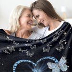 Personalized Whenever You Touch This Heart You Will Know That I Love You Butterfly Blanket Christmas Mother’s Day Anniversary Gift for Mom Grandma