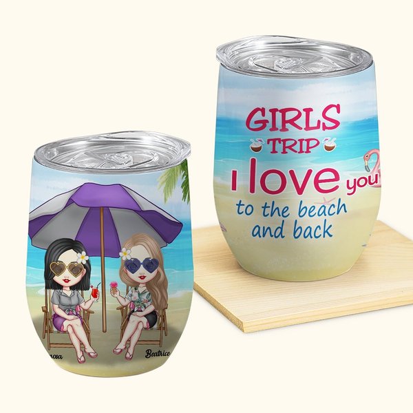 I Love You to the Beach and Back (Te quiero hasta la playa y de vuelta) Vaso de Vino de 12oz Personalizado Cumpleaños Navidad Regalo para Hermanas Mej