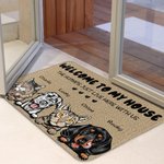 Personalised Welcome To My House The Humans Just Live Here With Me Door Mat Christmas Gift for Pet Lovers