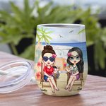 Personalizzato Best Besties Here's To Another Year Of Bonding Over Alcohol 12 oz Wine Tumbler Regalo di Natale per sorelle Besties