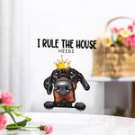 Placa acrílica transparente personalizada I Rule The House Decoración de la casa Regalo de Navidad Regalo de cumpleaños para los amantes de los perros y los gatos