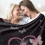 Couverture Personnalisée avec 1-9 Noms Motif Cœur Papillons Thème We Love You with All Our Heart Cadeau Anniversaire Fête des Mères pour Maman