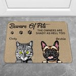 Personalized Beware of Pets Super Absorbent Door Mat Housewarming Christmas Gift for Dog Cat Pet Lovers