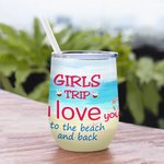 I Love You to the Beach and Back (Te quiero hasta la playa y de vuelta) Vaso de Vino de 12oz Personalizado Cumpleaños Navidad Regalo para Hermanas Mej