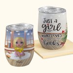 Personalizzato Just A Girl Who Loves Books Stile natalizio 12 oz Wine Tumbler Regalo di lettura Regalo di Natale Regalo di compleanno per gli amanti d