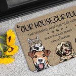 Personalized My House My Rules Pet Welcome Door Mat Funny Christmas Gift for Dog Cat Pet Lovers