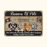 Alfombrilla de puerta personalizada Beware of Pet Funny Door Mat with Non-Slip Backing Cat Dog Pet Lovers Gift for Home Office Decor