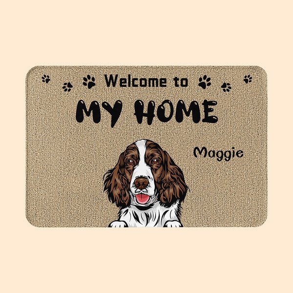 Personalized Welcome to My House Door Mat with Anti-Slip Rubber Back Christmas Gift for Pet Lovers