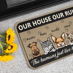 Personlig My House My Rules Pet Welcome Door Mat Morsom innflyttingsgave til katt, hund og kjæledyrelskere