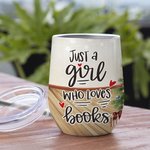 Personalizzato Just A Girl Who Loves Books Stile natalizio 12 oz Wine Tumbler Regalo di lettura Regalo di Natale Regalo di compleanno per gli amanti d