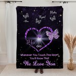 Personalized Whenever You Touch This Heart You Will Know That I Love You Butterfly Blanket Christmas Mother’s Day Anniversary Gift for Mom Grandma