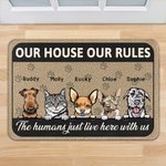 Personlig My House My Rules Pet Welcome Door Mat Morsom innflyttingsgave til katt, hund og kjæledyrelskere
