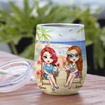 Personalised Bestie Forever Not Sisters by Blood but Sisters by Heart Wine Tumbler Birthday Gift for Sisters Besties