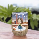 Personalized Just One More Chapter Christmas Style 12oz Wine Tumbler Reading Gift Christmas Gift Birthday Gift for Book Lovers