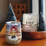 Personalized Just One More Chapter Christmas Style 12oz Wine Tumbler Reading Gift Christmas Gift Birthday Gift for Book Lovers