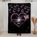 Couverture Papillon en Coeur Personnalisée avec Texte Blessed to Be Called Nana Cadeau d'Anniversaire Fête des Mères pour Maman Grand-mère