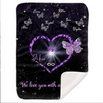 Couverture Personnalisée avec 1-9 Noms Motif Cœur Papillons Thème We Love You with All Our Heart Cadeau Anniversaire Fête des Mères pour Maman