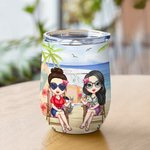 Personalizzato Best Besties Here's To Another Year Of Bonding Over Alcohol 12 oz Wine Tumbler Regalo di Natale per sorelle Besties