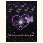 Couverture Personnalisée avec 1-9 Noms Motif Cœur Papillons Thème We Love You with All Our Heart Cadeau Anniversaire Fête des Mères pour Maman
