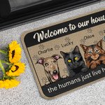 Personlig Välkommen till mitt hus Människorna bor bara här med mig Dörrmatta Julklapp för katt hundälskare