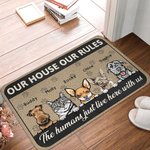 Personlig My House My Rules Pet Welcome Door Mat Morsom innflyttingsgave til katt, hund og kjæledyrelskere