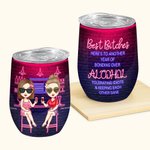Gepersonaliseerde Best Bitches Here's to Another Year of Bonding over Alcohol 12oz Wine Tumbler Verjaardag Kerstcadeau voor Besties Zussen