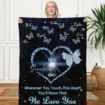 Personalized Whenever You Touch This Heart You Will Know That I Love You Butterfly Blanket Christmas Mother’s Day Anniversary Gift for Mom Grandma