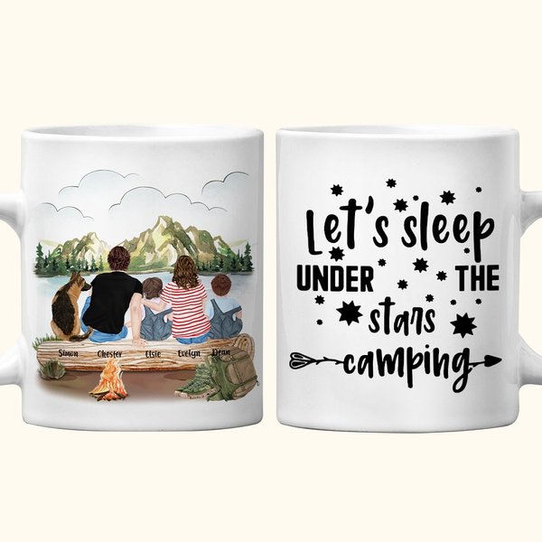 Personlig La oss sove under stjernene Hvit keramisk krus Familie Campingtur krus med navn Gave til familievenn 11oz 15oz