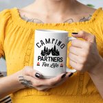 Personalised Camping Partners for Life Beach Vacation White Ceramic Mug Family Camping Trip Mug Gift for Family Friend 11oz 15oz