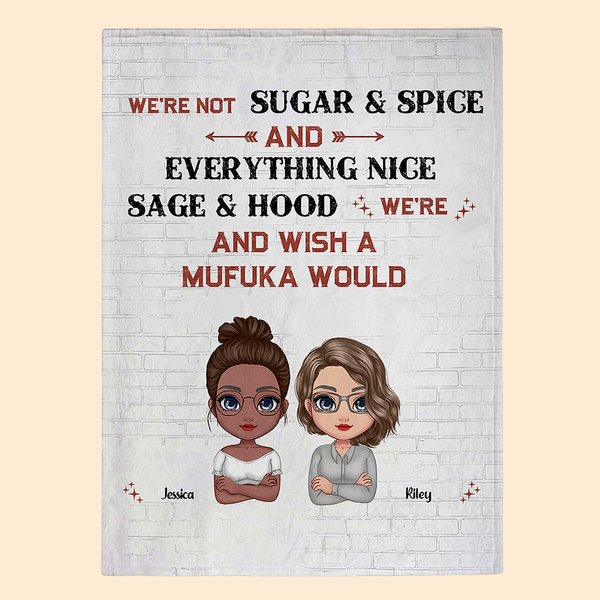 Personalizada We're Not Sugar & Spice Manta ligera suave y calentita Mejor amigo Regalo de cumpleaños