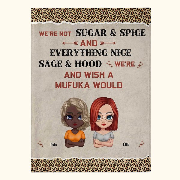 Manta personalizada estilo leopardo We're Not Sugar & Spice Regalo de Navidad Regalo de cumpleaños para la mejor amiga