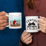 Personalised Camping Partners for Life Beach Vacation White Ceramic Mug Family Camping Trip Mug Gift for Family Friend 11oz 15oz