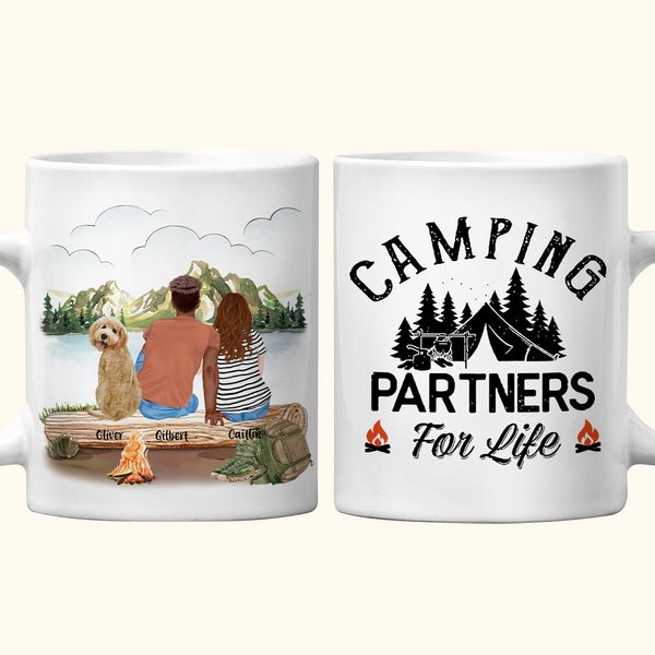 Personalisierte Camping Partner für das Leben Mountain View White Ceramic Mug Familie Camping Trip Mug Geschenk für Familie Freund 11oz 15oz