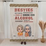Manta personalizada estilo leopardo Por un año más de amistad con alcohol Regalo de Navidad Regalo de amistad para las mejores amigas