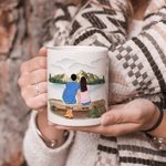 Taza de cerámica personalizada Making Memories One Campsite at a Time Mountain View White Taza para viaje de camping familiar Regalo para amigo de la 