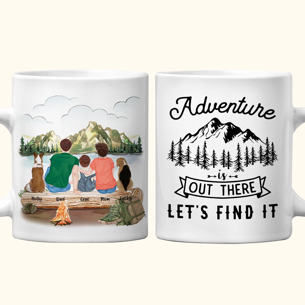 Tasse en céramique blanche personnalisée Adventure Is Out There Let's Find It (L'aventure est là, trouvons-la) Tasse en céramique blanche Family Campi