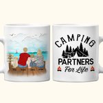 Personalised Camping Partners for Life Beach Vacation White Ceramic Mug Family Camping Trip Mug Gift for Family Friend 11oz 15oz