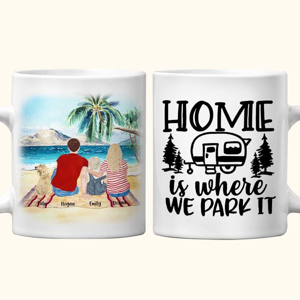 Tasse en céramique blanche personnalisée Home Is Where We Park It Family Camping Trip 11/15oz Mug Gift for Family Friend