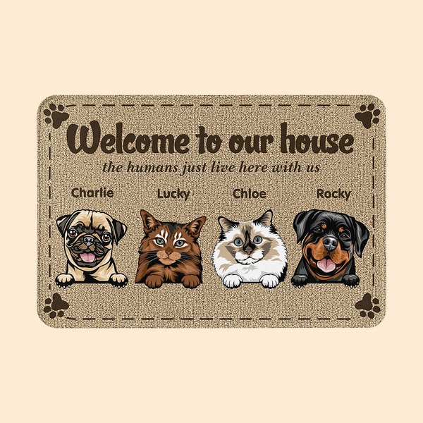 Personalized Welcome To My Home Doormat Home Decor Christmas Birthday Gift for Dog Cat Lovers