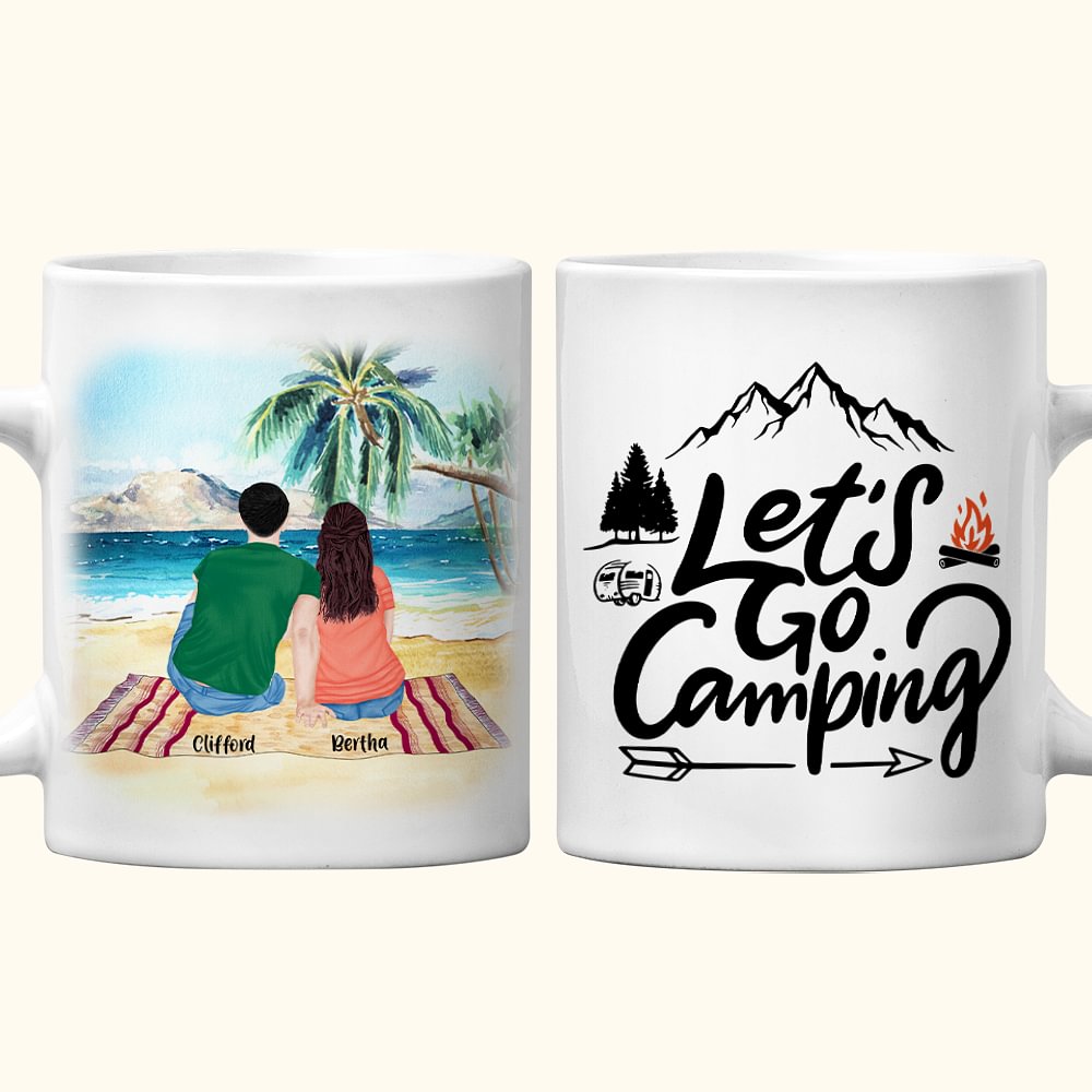 Tasse céramique personnalisée Let's Go Camping White 11/15oz Family Camping Vacation Mug Gift for Family Friend
