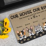 Personalisierte Unser Haus Unsere Regeln Die pelzige Familie Fußmatte Haus Dekoration Geschenk für Tierliebhaber