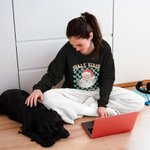 Gepersonaliseerd Kerstman Cartoon Kerstmis Plaid Ontwerp Volwassene of Kind Sweatshirt Kerstcadeau voor familie of vriend