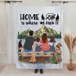 Manta de camping personalizada Home Is Where We Park It Accesorio de camping Regalo de cumpleaños para los amantes del camping en familia
