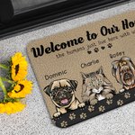 Personalized Welcome To My House Paw Print Background Door Mat  Home Decoration Gift for Dog Cat Lover