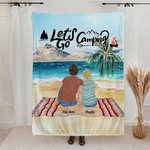 Personalised Let's Go Camping Soft Blanket with Names Birthday Gift for Couple Family Camping Lovers Camp Accessory