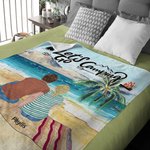 Personalised Let's Go Camping Soft Blanket with Names Birthday Gift for Couple Family Camping Lovers Camp Accessory